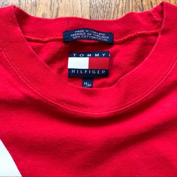 Vintage 90s Tommy Hilfiger red diving #44 flag tee - Picture 2 of 5